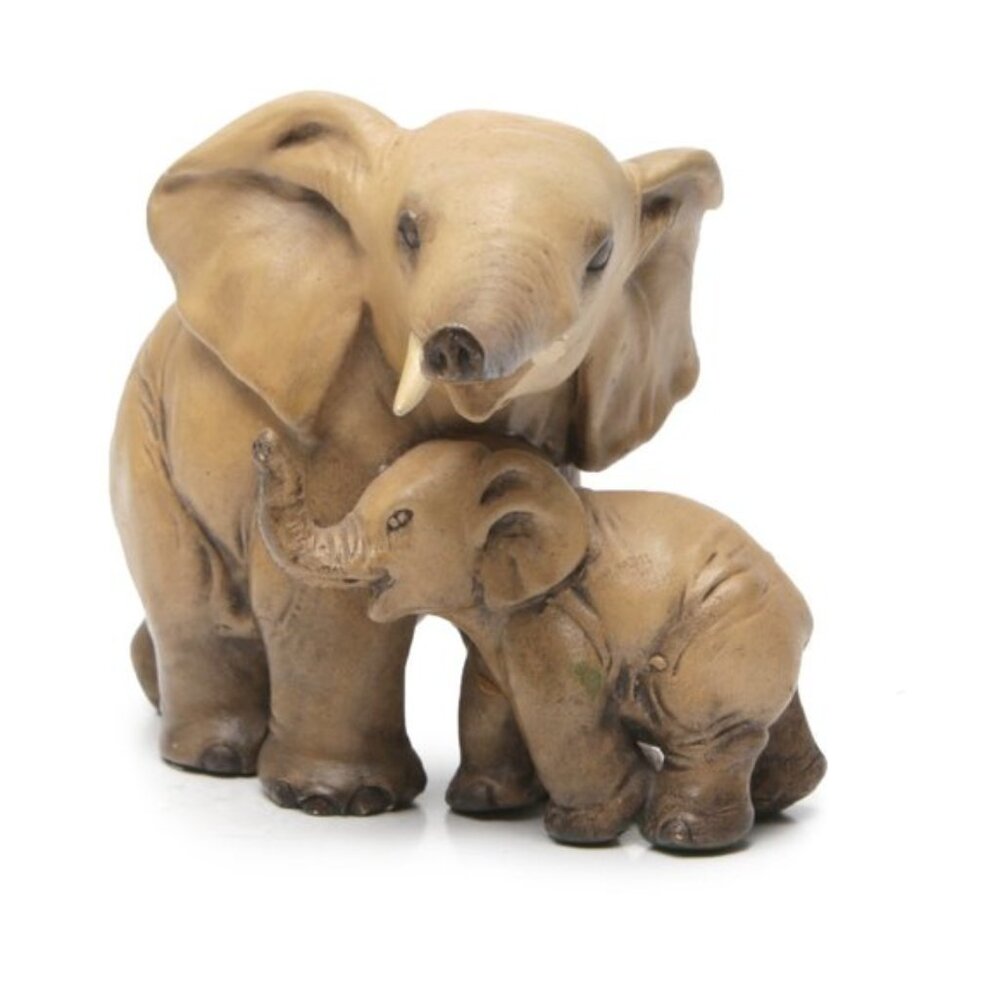 Vintage Guido Cacciapuoti Ceramic Elephant Baby Signed Figurine 1940s Brown